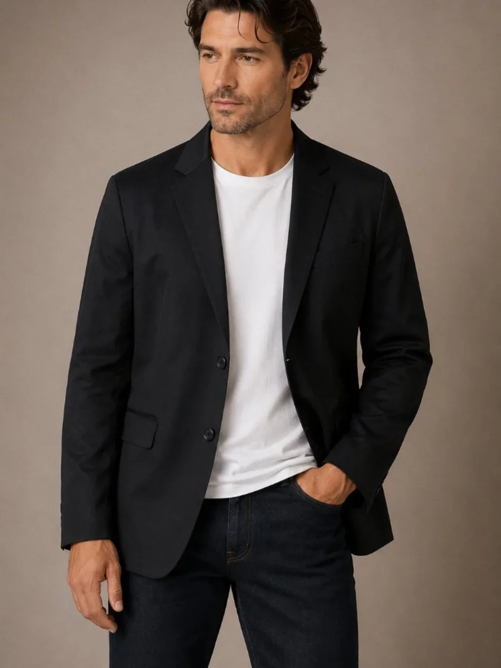 Stafford Classic Fit Coolmax Wool Blend Black Blazer Sport Coat 50 Long